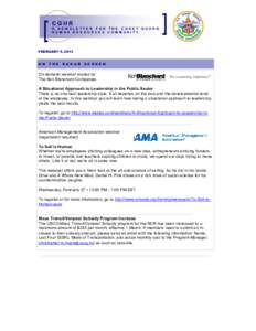 CGHR A NEWSLETTER FOR THE COAST GUARD HUM AN RESOURCES COMMUNITY FEBRUARY 5, 2013 ON