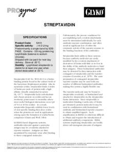 STREPTAVIDIN SPECIFICATIONS Product Code: