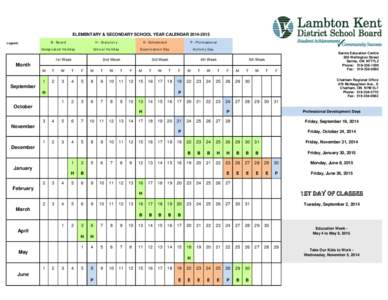 ELEMENTARY & SECONDARY SCHOOL YEAR CALENDAR[removed]B - Bo ar d H - St at u t o r y  E - Sch e d u le d