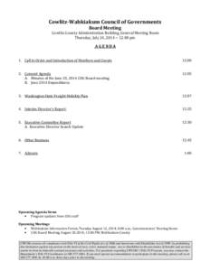 Cowlitz-Wahkiakum Council of Governments Board Meeting Cowlitz County Administration Building, General Meeting Room Thursday, July 24, 2014 ~ 12:00 pm  AGENDA