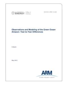DOE/SC-ARM[removed]Observations and Modeling of the Green Ocean Amazon: Year-to-Year Differences  S Martin