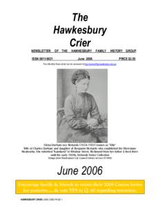 The Hawkesbury Crier NEWSLETTER  OF THE