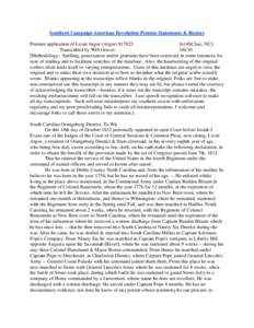 Southern Campaign American Revolution Pension Statements & Rosters Pension application of Levin Argoe (Argor) S17825 fn14SC[sic, NC] Transcribed by Will Graves[removed]Methodology: Spelling, punctuation and/or grammar ha