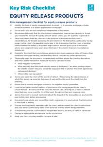 Microsoft Word - Checklist - For Equity Release ProductsDOCX