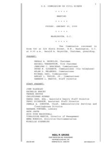 1 U.S. COMMISSION ON CIVIL RIGHTS + + + + + MEETING + + + + + FRIDAY, JANUARY 20, 2006