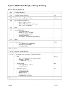 Summer 1999 Parabolic Trough Technology Workshop Day 1 - Monday August[removed]Continental Breakfast