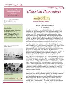 Casterton and District Historical Society Inc Newsletter Historical Happenings