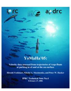 YoMaHa’05: Velocity data derived from trajectories of Argo floats