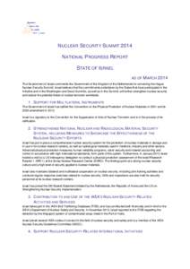 NUCLEAR SECURITY SUMMIT 2014 NATIONAL PROGRESS REPORT STATE OF ISRAEL AS OF  MARCH 2014