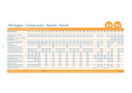 X4 X5  Workington • Cockermouth • Keswick • Penrith