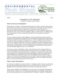 GEO[removed]Earthquakes in New Hampshire by Eugene L. Boudette, State Geologist