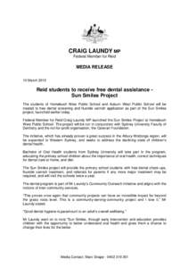 CRAIG LAUNDY MP Federal Member for Reid MEDIA RELEASE 10 March 2015