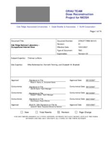 ORAU TEAM Dose Reconstruction Project for NIOSH Oak Ridge Associated Universities I Dade Moeller & Associates I MJW Corporation Page 1 of 74