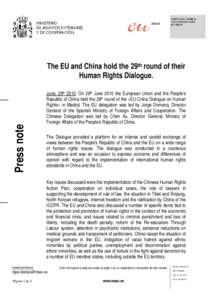 The EU and China hold the 29th round of their Human Rights Dialogue.
