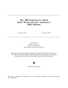 THE 1998 SUSQUEHANNA RIVER BASIN WATER QUALITY ASSESSMENT 305(b) REPORT Publication 201