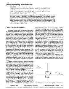Chaotic scattering: An introduction Edward Ott Laboratory for Plasma Research, University of Maryland, College Park, Maryland[removed]