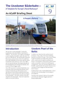 The Usedomer Bäderbahn – A Template for Europe’s Rural Railways? An ACoRP Briefing Sheet  9
