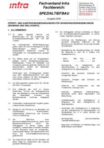 Fachverband Infra Fachbereich: Fachverband Infra Weinbergstrasse 49 Postfach, 8042 Zürich