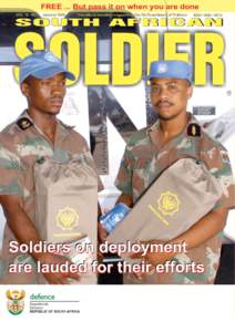 SA SOLDIER The official monthly magazine of the SA Department of Defence 4  From the