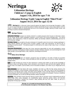 Neringa Lithuanian Heritage Children’s Camp in English