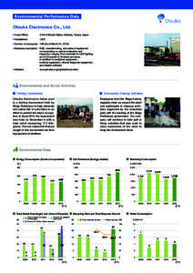 Environmental Performance Data  Otsuka Electronics Co., Ltd. Head Office:  [removed]Shodai-Tajika, Hirakata, Osaka, Japan