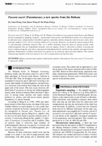 Hong & al.  Paeonia saueri, a new species[removed])  February 2004: 83–90 Paeonia saueri (Paeoniaceae), a new species from the Balkans De-Yuan Hong, Xiao-Quan Wang & Da-Ming Zhang