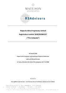 __________________________________________________________________________  Mapochs Mine Proprietary Limited Registration number (“The Company”) ________________________________________________________