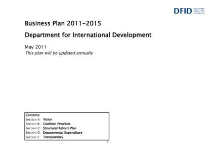 Business PlanDepartment for International Development May 2011 This plan will be updated annually