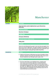 Manchester SUMMARY KEYWORDS  Urban Heat Island, priority neighbourhoods, green infrastructure,