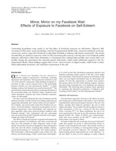 Behavior / Positive mental attitude / Happiness / Motivation / Positive psychology / Self-esteem / Self-concept / Hyperpersonal model / Adolescence / Conceptions of self / Social psychology / Mind