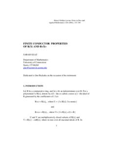 Marcel Dekker Lecture Notes in Pure and Applied Mathematics), FINITE CONDUCTOR PROPERTIES OF R(X) AND R<X> SARAH GLAZ