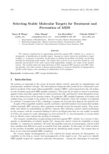 254  Genome Informatics 16(1): 254–Selecting Stable Molecular Targets for Treatment and Prevention of AIDS