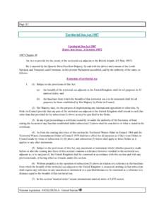 Page 1  Territorial Sea Act 1987 Territorial Sea ActEntry into force: 1 October 1987]