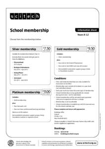 School membership  Information sheet Years K-12 Choose from the memberships below