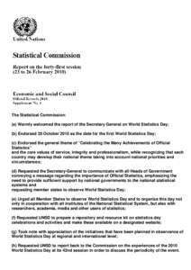 Official statistics / World Statistics Day / United Nations Statistics Division / United Nations Statistical Commission / Science / Information / Statistics