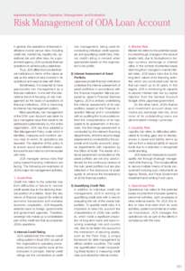 Implementation System: Operation, Management, and Evaluation  Risk Management of ODA Loan Account In general, the operations of financial institutions involve various risks, including credit risk, market risk, liquidity 