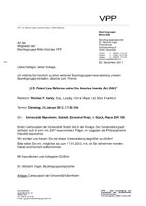 VPP Dr. Albrecht Vogel, Schönbuchweg 8, 76297 Stutensee  Bezirksgruppe Mitte-Süd  An die