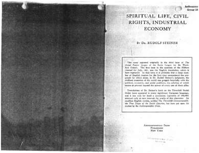 Spiritual Life, Civil Rights, Industrial Economy