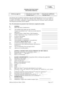 TA001N INFORMATION DOCUMENT FOR GOODS VEHICLES □ Initial type approval