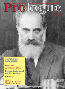 Prologue The Jewish Public Library Archives – It’s now or never  Vol. I, Issue 3