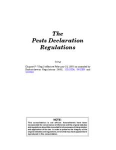 Pests Declaration Regulations