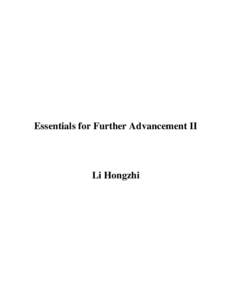 Essentials for Further Advancement II  Li Hongzhi Contents True Nature Revealed.................................................................................................................1