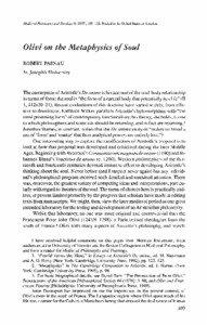 Medieval Philosophy and Theology[removed]), [removed]Printed in the United States of America.  Olivi on the Metaphysics of Soul