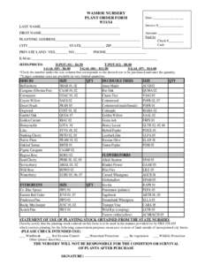 WASHOE NURSERY PLANT ORDER FORM[removed]Date :__________________