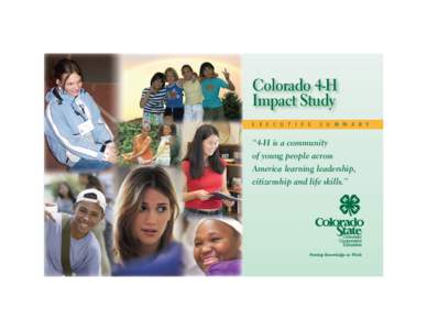 Colorado / Positive youth development / Colorado State University / Outdoor education / Youth ministry / SOS Outreach / Education / Learning / 4-H