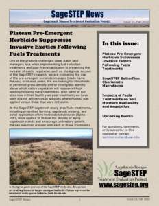 Issue 13, FallPlateau Pre-Emergent Herbicide Suppresses Invasive Exotics Following Fuels Treatments