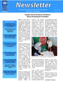 Afghanistan  A Monthly Publication of United Nations Development Programme in Afghanistan  Issue No. 2/07