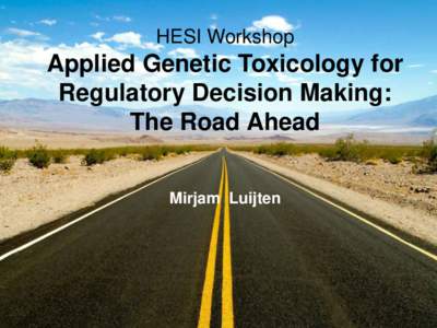 HESI Workshop  Applied Genetic Toxicology for Regulatory Decision Making: The Road Ahead Mirjam Luijten