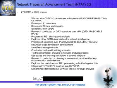 Network Tradecraft Advancement Team (NTAT) 3G  2nd SCAMP at CSEC process 