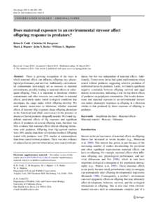 Oecologia:283–290 DOIs00442CONSERVATION ECOLOGY - ORIGINAL PAPER  Does maternal exposure to an environmental stressor aVect